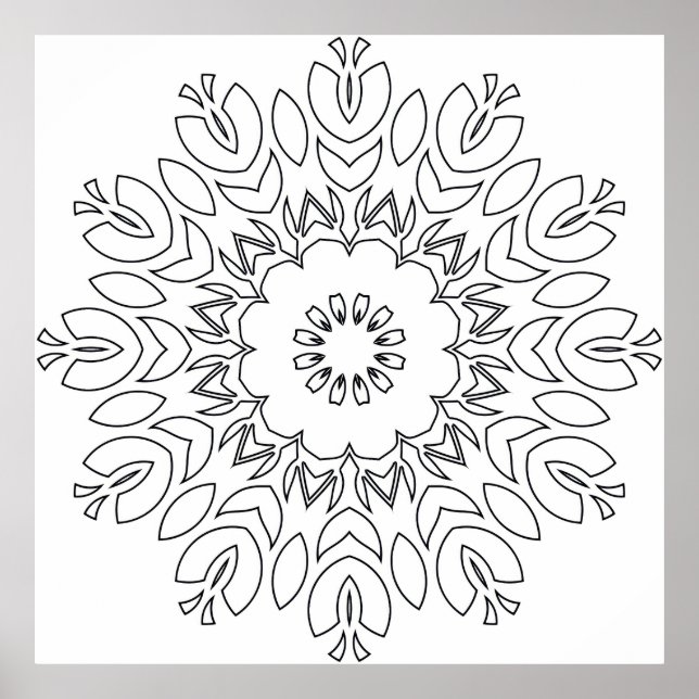 Poster Mandala Inspirada no Lótus com Formas Orgânicas Fl (Frente)