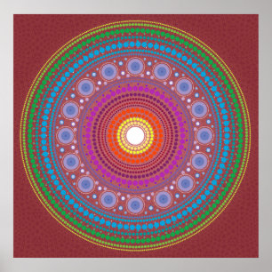 Poster Mandala modelada vermelho