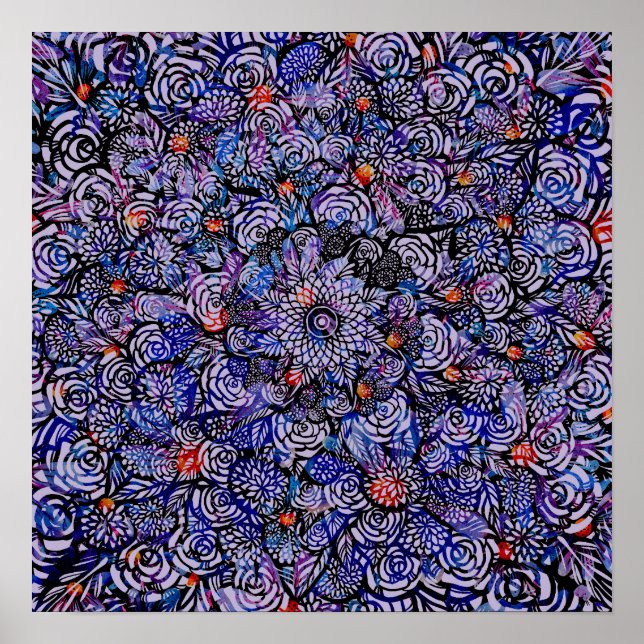 Poster Mandala Nature Floral Flower Mandalas (Frente)