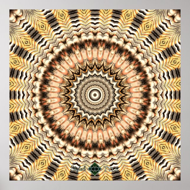Póster Mandala Ondulações Douradas (Frente)