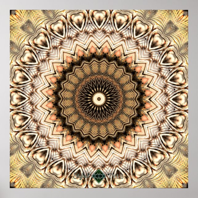 Póster Mandala Ondulações Douradas 2 (Frente)