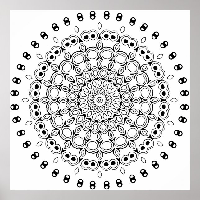 Poster Mandala Ornamentada em Camadas com Detalhes de Fol (Frente)