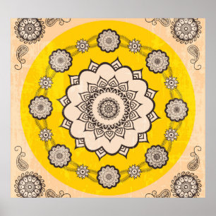Poster Mandala Ornamental: Design de Estilo Étnico.