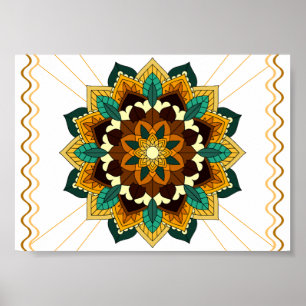 Poster Mandala Padrão 02 em amarelo e em tom