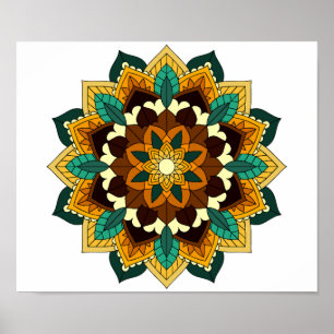 Poster Mandala Padrão 02 em amarelo e em tom