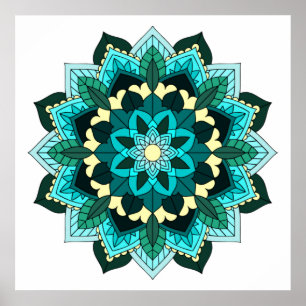 Poster Mandala Padrão 02 em aqua