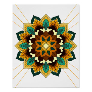 Póster Mandala Padrão 02 em Poster amarelo e tan
