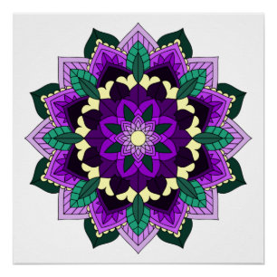 Póster Mandala Padrão 02 em roxo