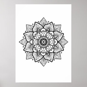 Póster Mandala preta no branco