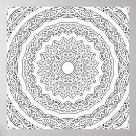 Poster Mandala Rebuscada Ornamentada com Detalhe de Anel