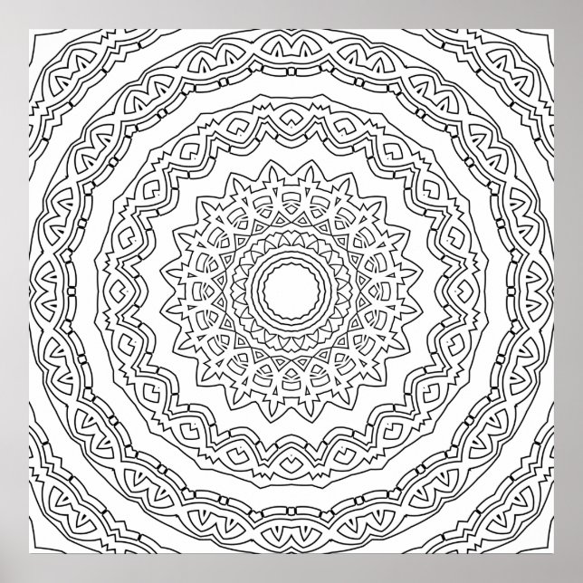 Poster Mandala Rebuscada Ornamentada com Detalhe de Anel  (Frente)