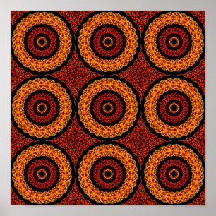 Póster Mandala retro alaranjada e amarela