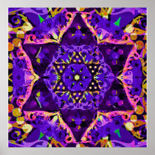 Póster Mandala roxa da estrela