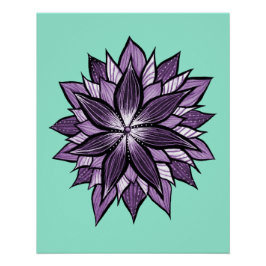 Póster Mandala Roxo Como Abstrato De Desenho De Tinta