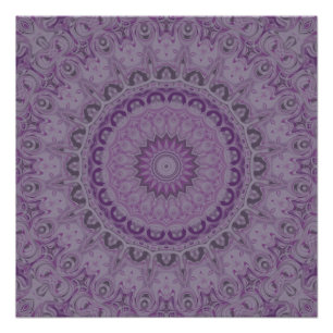 Póster Mandala Sonho em Aquarela em Tons de Roxo