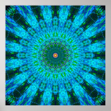 Mandala Verde e Azul, altamente detalhados