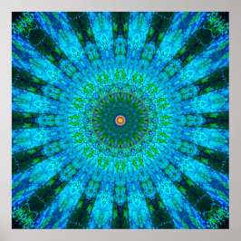 Poster Mandala Verde e Azul, altamente detalhados
