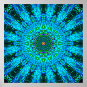 Poster Mandala Verde e Azul, altamente detalhados