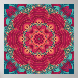 Poster Mandala vermelha de Lotus