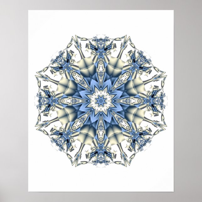 Poster Mandalala Fractal Caleidoscópio de Floco de Neve A (Frente)