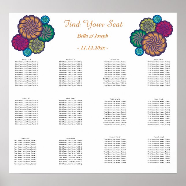 Poster Mandalas Branco Floral Moderno. Casamento (Frente)