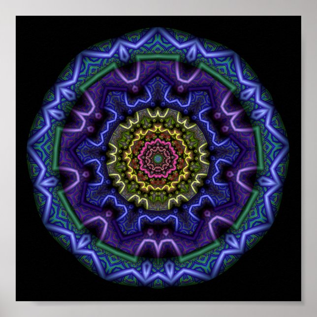 Poster Mandalas Caleidoscópio Violeta Cósmico (Frente)