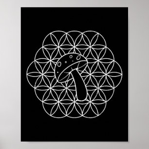 Poster Mandalas de Cogumelo Geometria Sagrada Micologia F