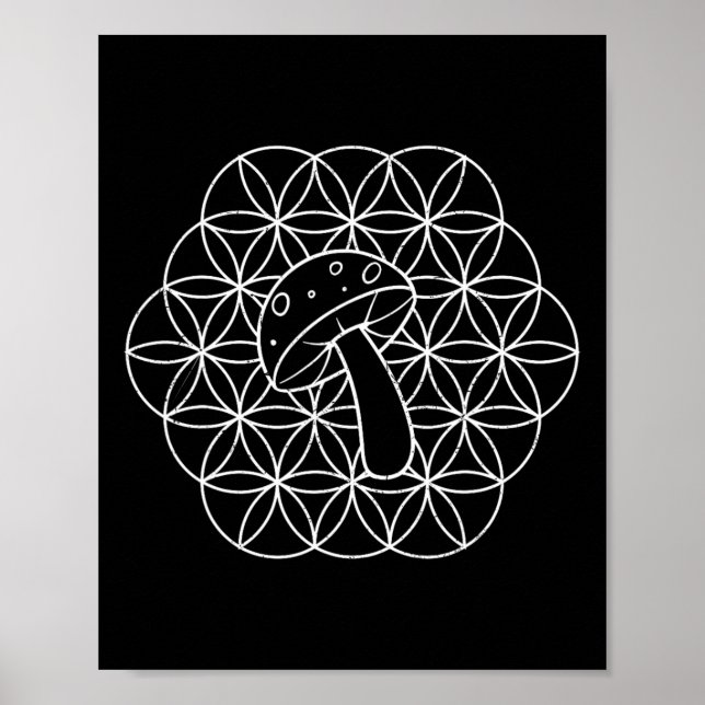 Poster Mandalas de Cogumelo Geometria Sagrada Micologia F (Frente)