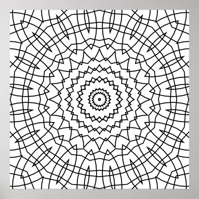 Poster Mandalas de Espiral Geométrica com Linhas Angulare (Frente)