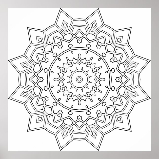 Poster Mandalas de Estrela de Pétalas em Camadas com Acen (Frente)