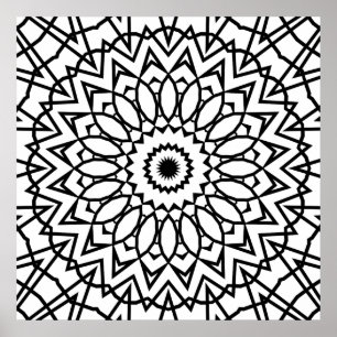 Poster Mandalas de Estrela de Pétalas em Camadas com Dese