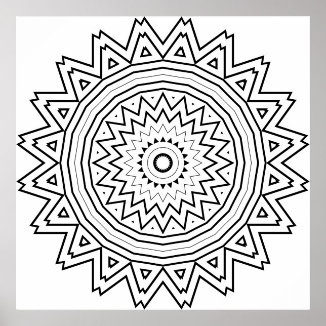 Poster Mandalas de Estrela Irradiante com Geometria Triba (Frente)