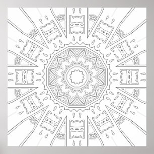 Poster Mandalas de Explosão Solar Geométrica com Motivos