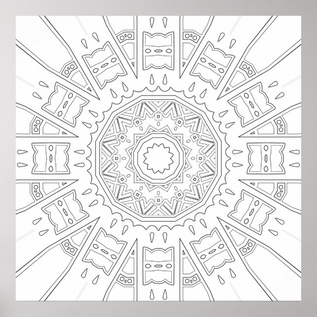 Poster Mandalas de Explosão Solar Geométrica com Motivos  (Frente)