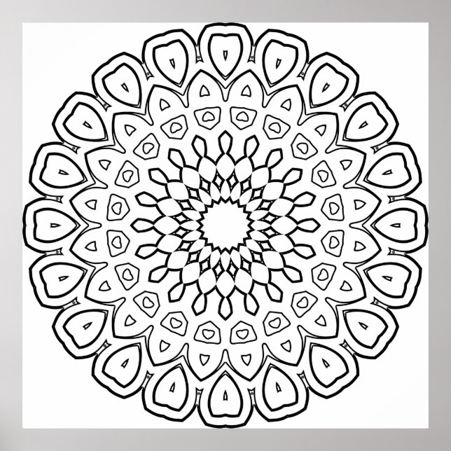 Poster Mandalas de Faixa de Pétala Geométrica com Simetri (Frente)