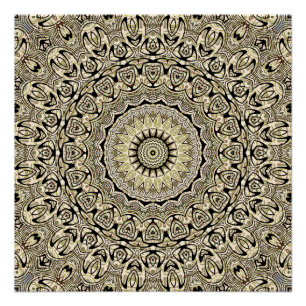 Póster Mandalas de Tons Terrosos Padrões Geométricos Intr