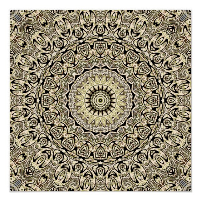 Póster Mandalas de Tons Terrosos Padrões Geométricos Intr (Frente)