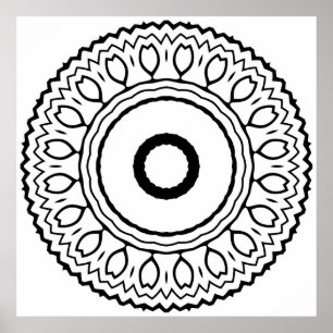Poster Mandalas Florais Concêntricas com Borda de Halo em