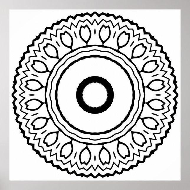 Poster Mandalas Florais Concêntricas com Borda de Halo em (Frente)