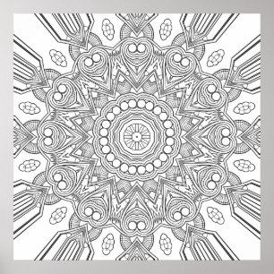 Poster Mandalas Geométricas Ornamentais com Camadas Facet