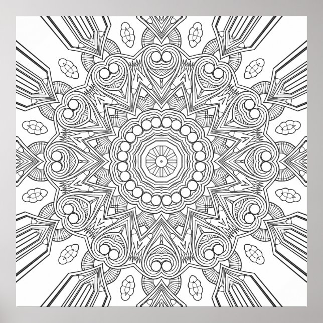Poster Mandalas Geométricas Ornamentais com Camadas Facet (Frente)