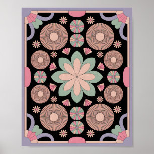 Poster Mandalas Geométricas Pastel Floridas