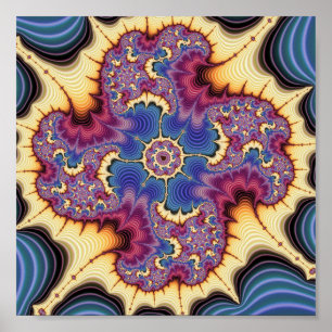 Poster Mandalbrot Fractal Geométrico Psicodélico Medalhão