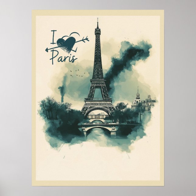 Poster Mande um pedaço de Paris com você - Torre Eiffel (Frente)