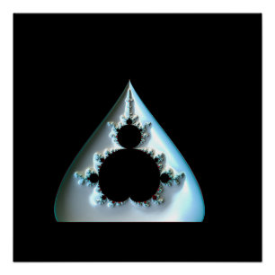 Póster Mandelbrot Prateado em Fundo Vermelho