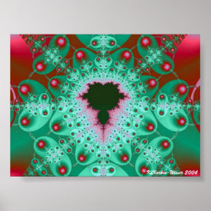 Póster Mandelbrot vermelho & verde