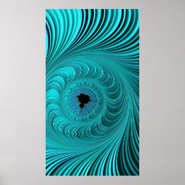 Poster Mandelbrot Whirlpool Aqua Blue Fractal Abstrato
