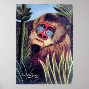 Póster Mandrill de Rousseau o "na selva" (cerca de 1909)