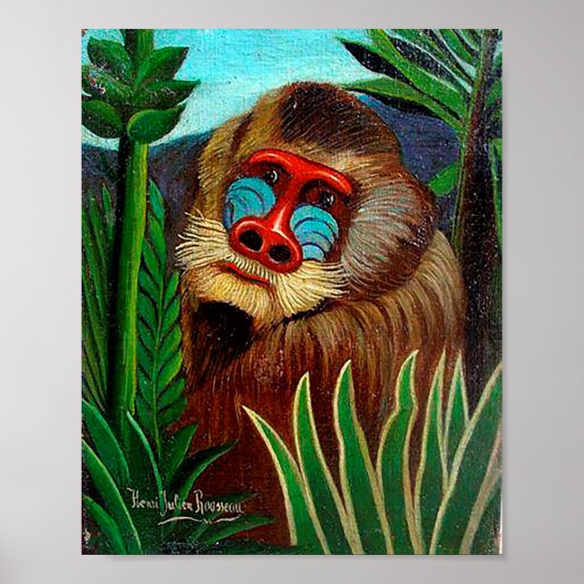 Poster Mandrill na selva por Henri Rousseau (Frente)