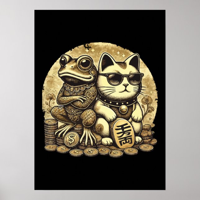Poster Maneki Neko e Jin Chan - sorte e prosperidade (Frente)